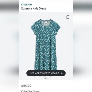 Beautiful teal Kaleigh brand Suzanna Knit Dress size Medium from Stitch Fix.